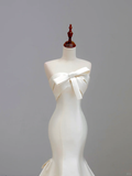 Ethereal Wedding Dress Mermaid Strapless Satin White Wedding Dresses Bridal Gowns HZ1214