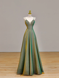 Elegant Glamour Ball Gown Spaghetti Straps Sequin Green Long Prom Dress Party Dress Evening Dresses HZ1214