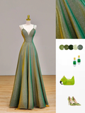 Elegant Glamour Ball Gown Spaghetti Straps Sequin Green Long Prom Dress Party Dress Evening Dresses HZ1214