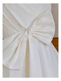 Simple Bridal Gown Mermaid Off The Shoulder Satin Short Sleeves White Wedding Dresses Minimalist Bridal Gowns HZ1214
