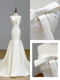 Ethereal Wedding Dress Mermaid Strapless Satin White Wedding Dresses Bridal Gowns HZ1214