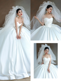 Pretty Wedding Dress Ball Gown Sweetheart White Satin Wedding Dresses Bridal Gowns HZ1214