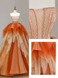 Gorgeous Ball Gown Strapless Tulle Long Prom Dress Party Dress Graduation Dresses HZ1214