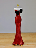 Gorgeous Mermaid Spaghetti Straps Red Long Prom Dress Party Dress Graduation Dresses HZ1214