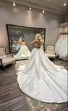 Classic Brides Dress Ball Gown Sweetheart Lace White Wedding Dresses Minimalist Bridal Gowns HZ1214