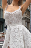 Classic Bridal Gown A line Square Lace White Summer Long Wedding Dresses Minimalist Bridal Gowns HZ1214