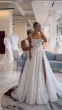 Classic Bridal Gown A line Square Lace White Summer Long Wedding Dresses Minimalist Bridal Gowns HZ1214