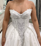 Classic Brides Dress Ball Gown Sweetheart Lace White Wedding Dresses Minimalist Bridal Gowns HZ1214