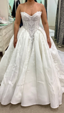 Classic Brides Dress Ball Gown Sweetheart Lace White Wedding Dresses Minimalist Bridal Gowns HZ1214