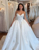 Classic Brides Dress Ball Gown Sweetheart Lace White Wedding Dresses Minimalist Bridal Gowns HZ1214