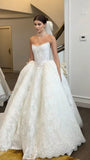 Elegant Bridal Dress Ball Gown Sweetheart White Lace Wedding Dresses Minimalist Bridal Gowns With Pearls HZ1214