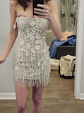 Rustic Wedding Dress Sheath Strapless White Sequin Short Summer Wedding Dresses Bridal Gowns HZ1214