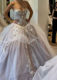Elegant Bridal Dress Ball Gown Sweetheart White Tulle Wedding Dresses Minimalist Bridal Gowns With Pearls HZ1214