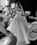 Pretty Wedding Dress Ball Gown Straps Sequin White Wedding Dresses Bridal Gowns HZ1214