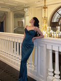 Elegant Glamour Mermaid Spaghetti Straps Blue Long Prom Dress Party Dress Evening Dresses HZ1214