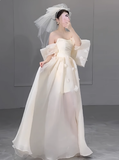Romantic Bridal Gown Ball Gown Off The Shoulder Wedding Dresses Minimalist Bridal Gowns HZ1214