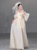 Romantic Bridal Gown Ball Gown Off The Shoulder Wedding Dresses Minimalist Bridal Gowns HZ1214