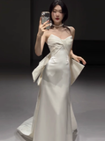 Classic Bridal Gown Mermaid Sweetheart Satin White Wedding Dresses Minimalist Bridal Gowns HZ1214