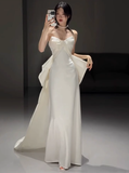 Classic Bridal Gown Mermaid Sweetheart Satin White Wedding Dresses Minimalist Bridal Gowns HZ1214