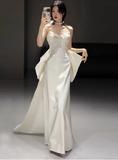 Classic Bridal Gown Mermaid Sweetheart Satin White Wedding Dresses Minimalist Bridal Gowns HZ1214