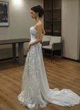 Classic Bridal Gown Sheath One Shoulder Lace White Wedding Dresses Minimalist Bridal Gowns HZ1214
