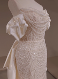 Classic Bridal Gown Mermaid Off The Shoulder Sequin White Wedding Dresses Minimalist Bridal Gowns HZ1214