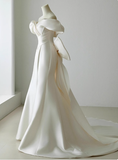 Ethereal Wedding Dress Ball Gown Off The Shoulder Satin Wedding Dresses Bridal Gowns HZ1214