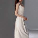 Romantic Bridal Gown Mermaid Square Satin Wedding Dresses Minimalist Bridal Gowns HZ1214
