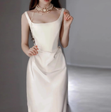 Romantic Bridal Gown Mermaid Square Satin Wedding Dresses Minimalist Bridal Gowns HZ1214