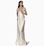 Romantic Bridal Gown Mermaid Square Satin Wedding Dresses Minimalist Bridal Gowns HZ1214
