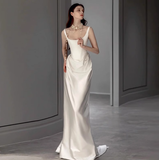 Romantic Bridal Gown Mermaid Square Satin Wedding Dresses Minimalist Bridal Gowns HZ1214