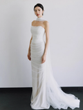 Romantic Bridal Gown Mermaid Strapless Tulle White Wedding Dresses Minimalist Bridal Gowns HZ1214