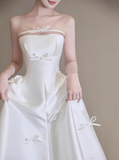 Ethereal Wedding Dress Ball Gown Strapless White Satin Wedding Dresses Bridal Gowns HZ1214