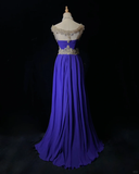 Elegant Glamour A Line Royal Blue Chiffon Long Prom Dress Party Dress Evening Dresses HZ1214