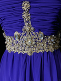 Elegant Glamour A Line Royal Blue Chiffon Long Prom Dress Party Dress Evening Dresses HZ1214