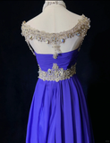Elegant Glamour A Line Royal Blue Chiffon Long Prom Dress Party Dress Evening Dresses HZ1214