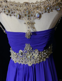Elegant Glamour A Line Royal Blue Chiffon Long Prom Dress Party Dress Evening Dresses HZ1214