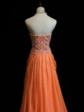 Vintage A Line Sweetheart Chiffon Orange Long Prom Dress Party Dress Evening Dresses HZ1214