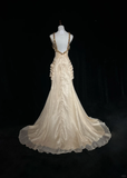 Vintage A Line Halter Chiffon Champagne Long Prom Dress Party Dress Evening Dresses HZ1214