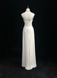 Classic Bridal Gown A line Halter Chiffon White Wedding Dresses Minimalist Bridal Gowns HZ1214
