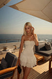 Cute Sheath Strapless White Lace Short Summer Birthday Dress Hoco Dress Birthday Outfit 23rd Birthday Mini Party Dresses HZ1214