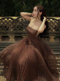 Cute A line Spaghetti Straps Tulle Long Summer Birthday Dress Prom Dress Birthday Outfit 23rd Birthday Party Dresses HZ1214