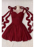 Cute A line Straps Short Burgundy Summer Birthday Dress Hoco Dress Birthday Outfit 23rd Birthday Party Dresses HZ1214