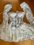 Cute A line Sweetheart Short Lace White Summer Birthday Dress Hoco Dress Mini Birthday Outfit 23rd Birthday Party Dresses HZ1214