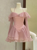 Cute A line Short Pink Chiffon Summer Birthday Dress Hoco Dress Mini Birthday Outfit 23rd Birthday Party Dresses HZ1214