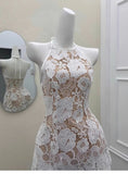 Cute A line Halter Short Satin Ivory Summer Birthday Dress Hoco Dress Mini Birthday Outfit 23rd Birthday Party Dresses HZ1214