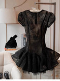 Cute A line Scoop Short Short Sleeves Lace Summer Birthday Dress Hoco Dress Mini Birthday Outfit 21st Birthday Party Dresses HZ1214