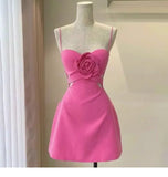 Cute A line Short Hot Pink Satin Summer Birthday Dress Hoco Dress Mini Birthday Outfit 23rd Birthday Party Dresses HZ1214