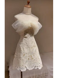 Cute A line Off The Shoulder White Summer Lace Homecoming Dress Hoco Dress Mini 20th Birthday Outfit Cocktail Dresses HZ1214