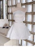 Cute A line Halter White Summer Homecoming Dress Hoco Dress Mini 16th Birthday Outfit Cocktail Dresses HZ1214